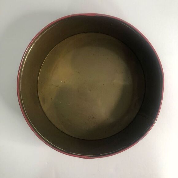 vtg baronial brand rum and brandy fruit cake metal tin round red htf as is - Picture 11 of 15